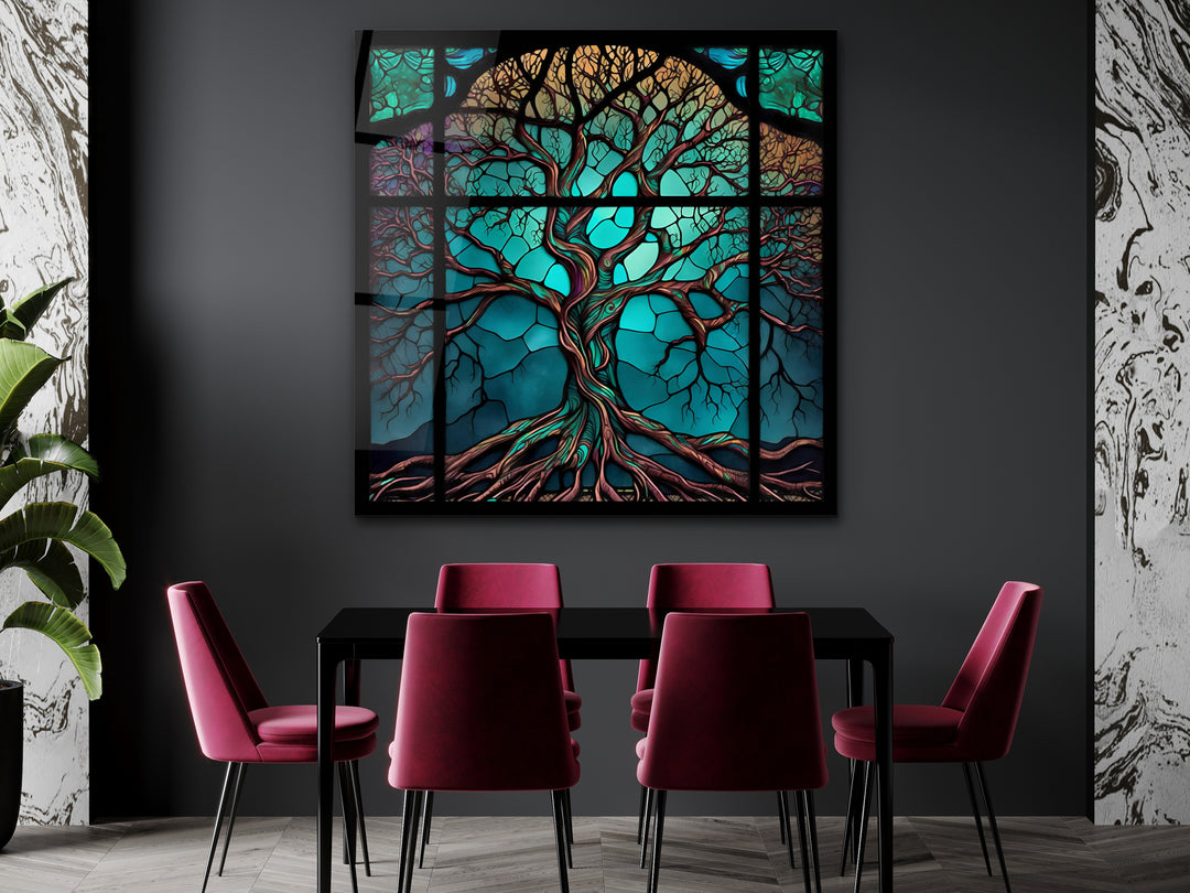 Tree of Life Stained Glass Pattern Wall Art Panel - Home&Office Wall Decor