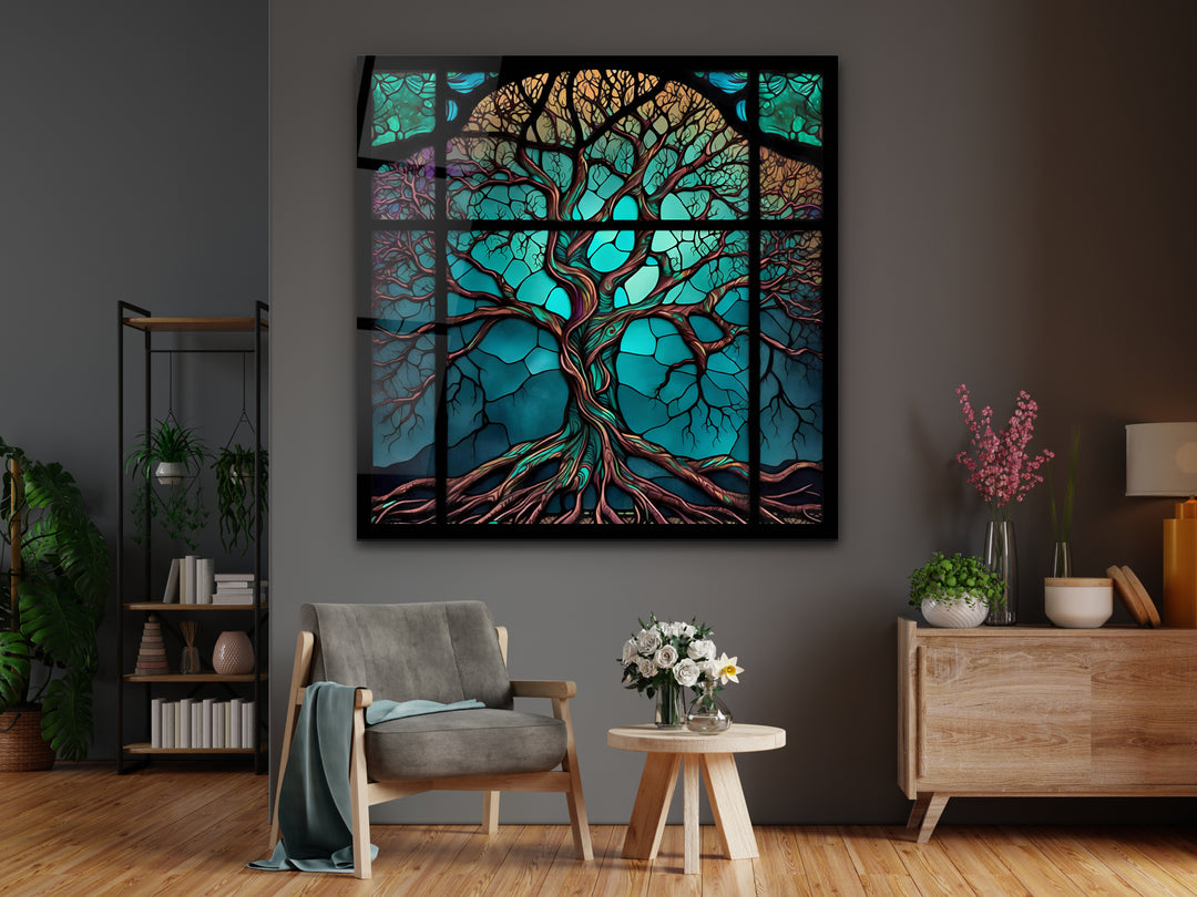 Tree of Life Stained Glass Pattern Wall Art Panel - Home&Office Wall Decor