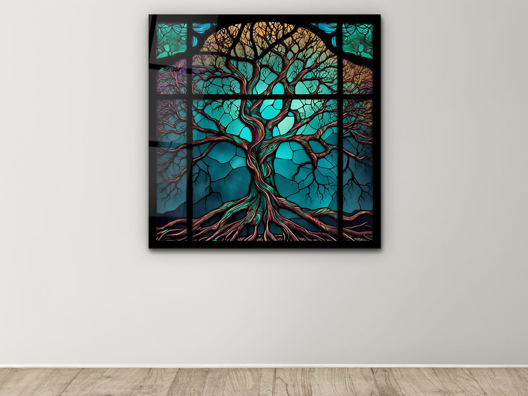 Tree of Life Stained Glass Pattern Wall Art Panel - Home&Office Wall Decor