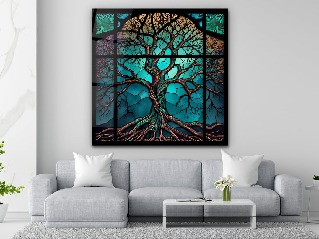 Tree of Life Stained Glass Pattern Wall Art Panel - Home&Office Wall Decor