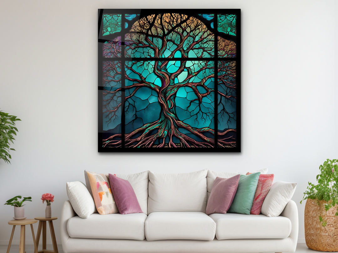 Tree of Life Stained Glass Pattern Wall Art Panel - Home&Office Wall Decor