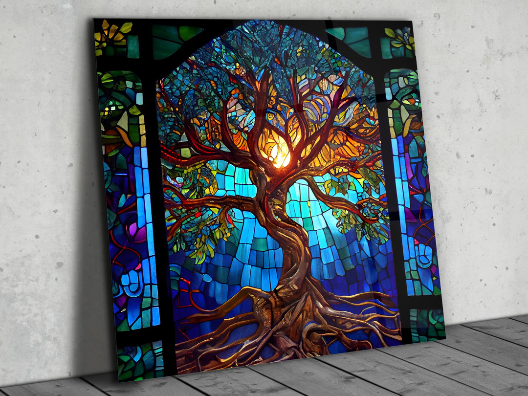 Tree of Life Stained Glass Pattern Wall Art Panel - Home&Office Wall Decor