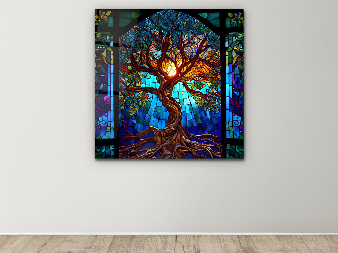 Tree of Life Stained Glass Pattern Wall Art Panel - Home&Office Wall Decor