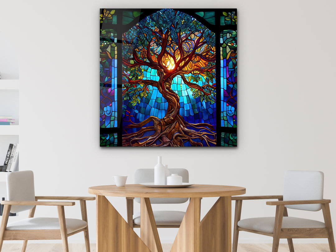 Tree of Life Stained Glass Pattern Wall Art Panel - Home&Office Wall Decor