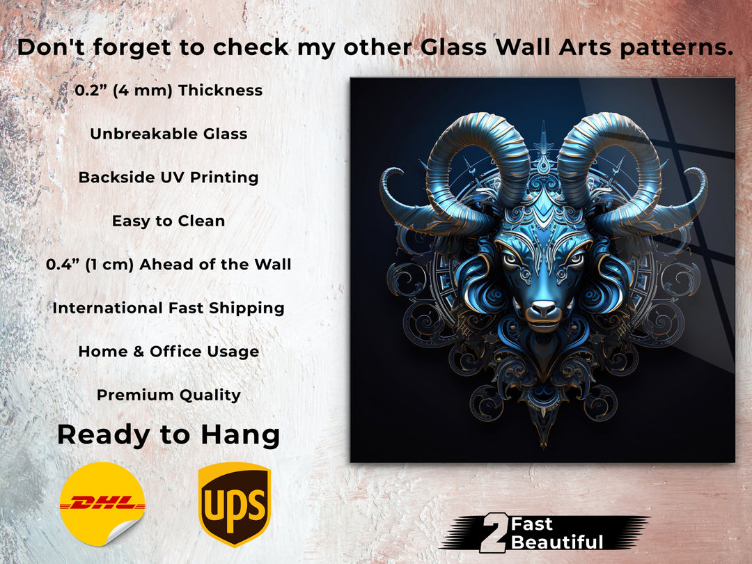 Capricorn Glass Printing Wall Art - Home&Office Wall Decor