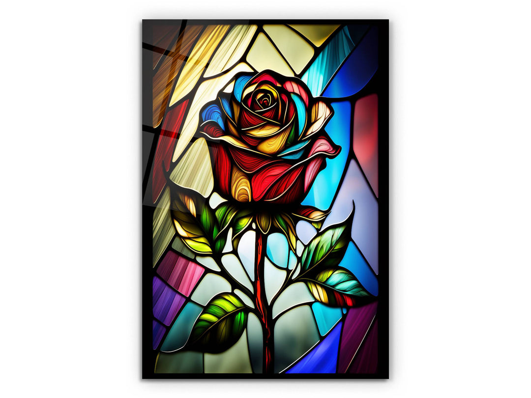 Stained Glass Rose Pattern Wall Art Window-Wall Painting Decor