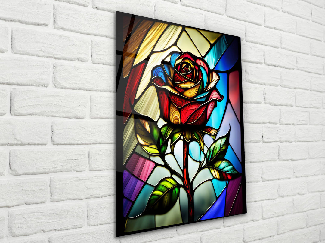 Stained Glass Rose Pattern Wall Art Window-Wall Painting Decor