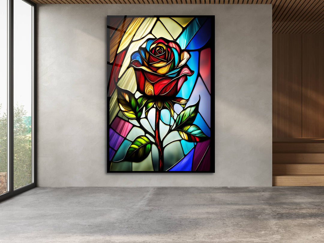 Stained Glass Rose Pattern Wall Art Window-Wall Painting Decor