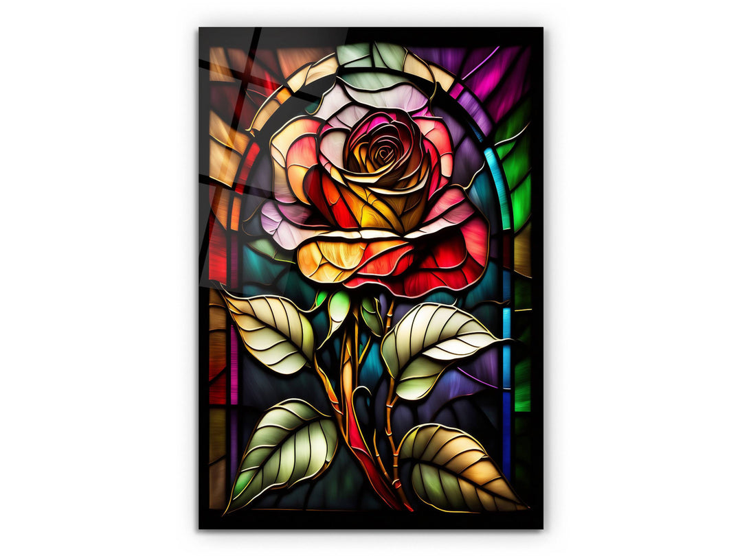 Stained Glass Rose Pattern Wall Art Window-Wall Painting Decor