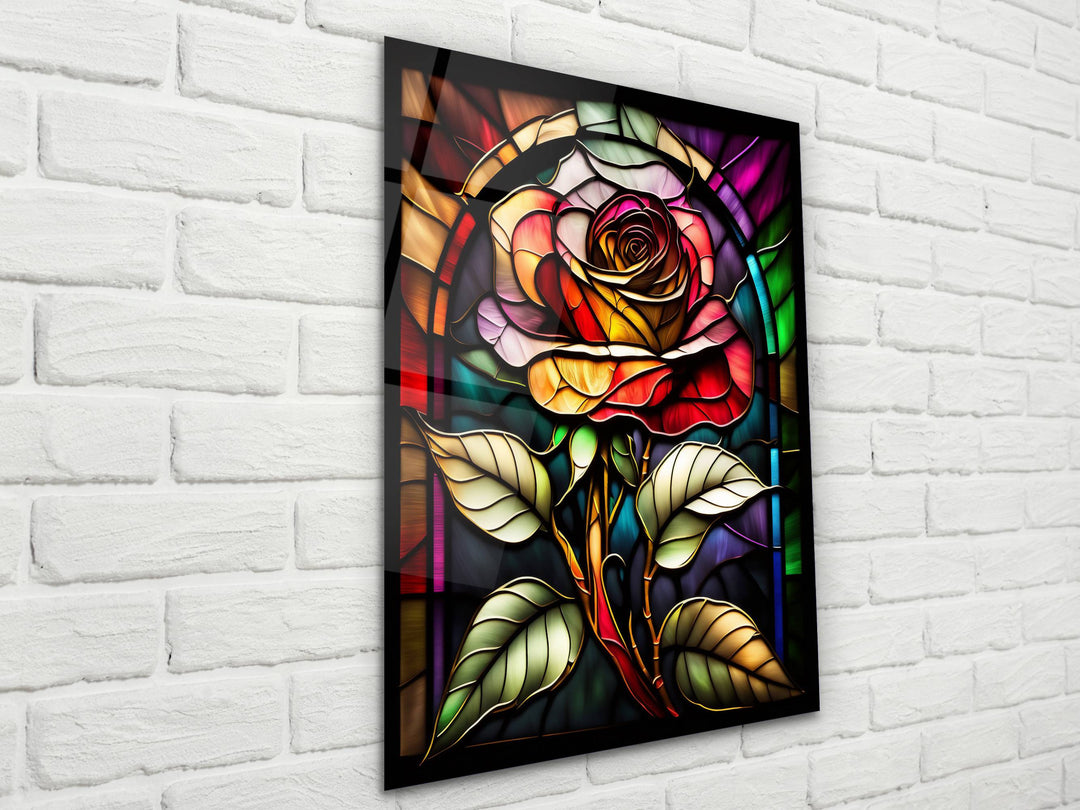 Stained Glass Rose Pattern Wall Art Window-Wall Painting Decor