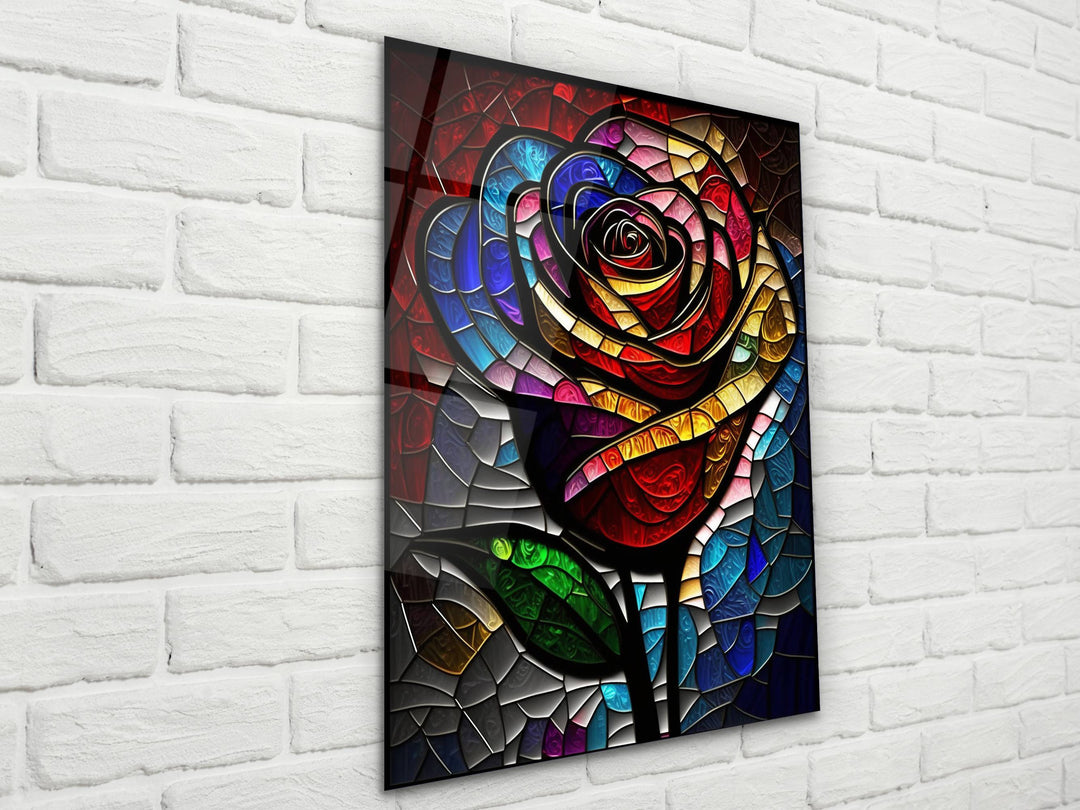 Stained Glass Rose Pattern Wall Art Window-Wall Painting Decor