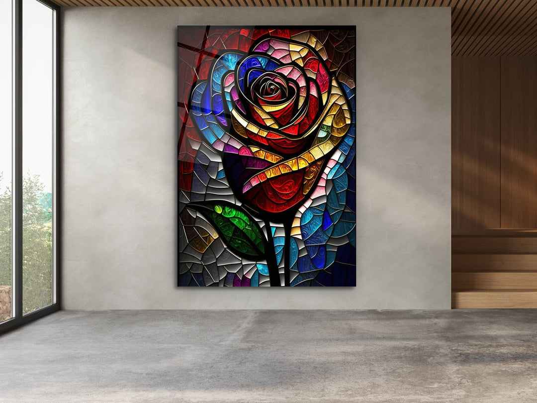 Stained Glass Rose Pattern Wall Art Window-Wall Painting Decor