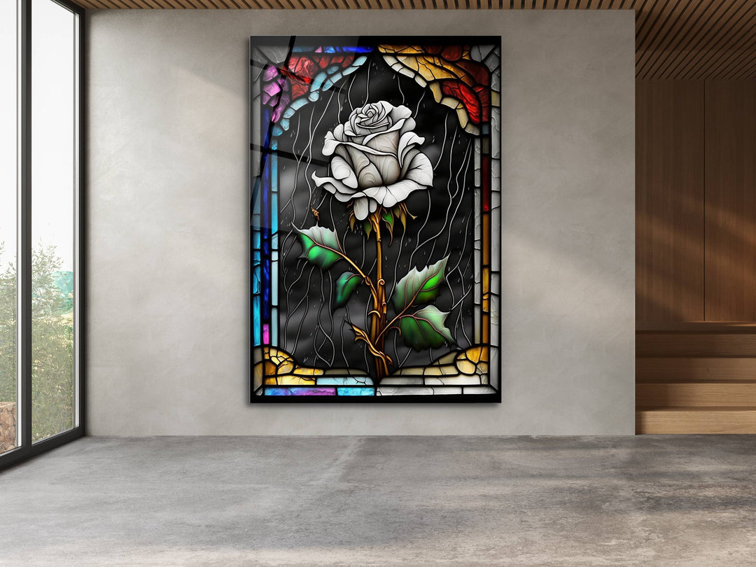 Stained Glass Rose Pattern Wall Art Window-Wall Painting Decor