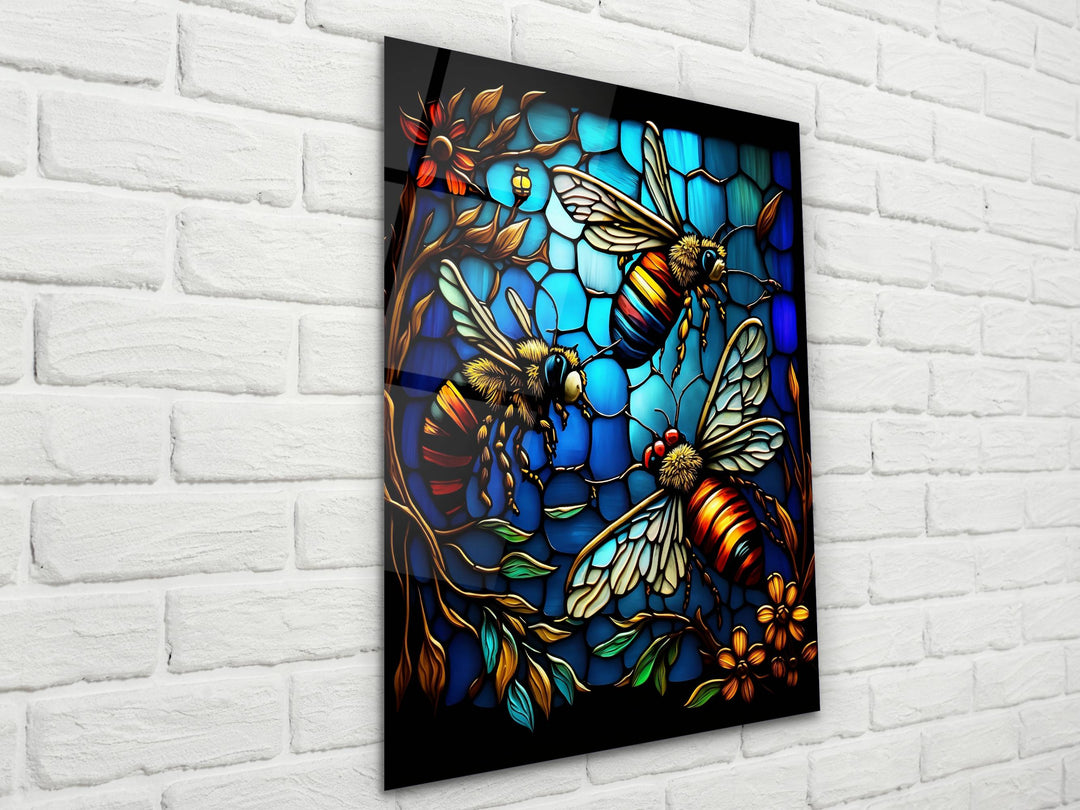 Stained Glass Bee Pattern Wall Art Window-Wall Painting Decor