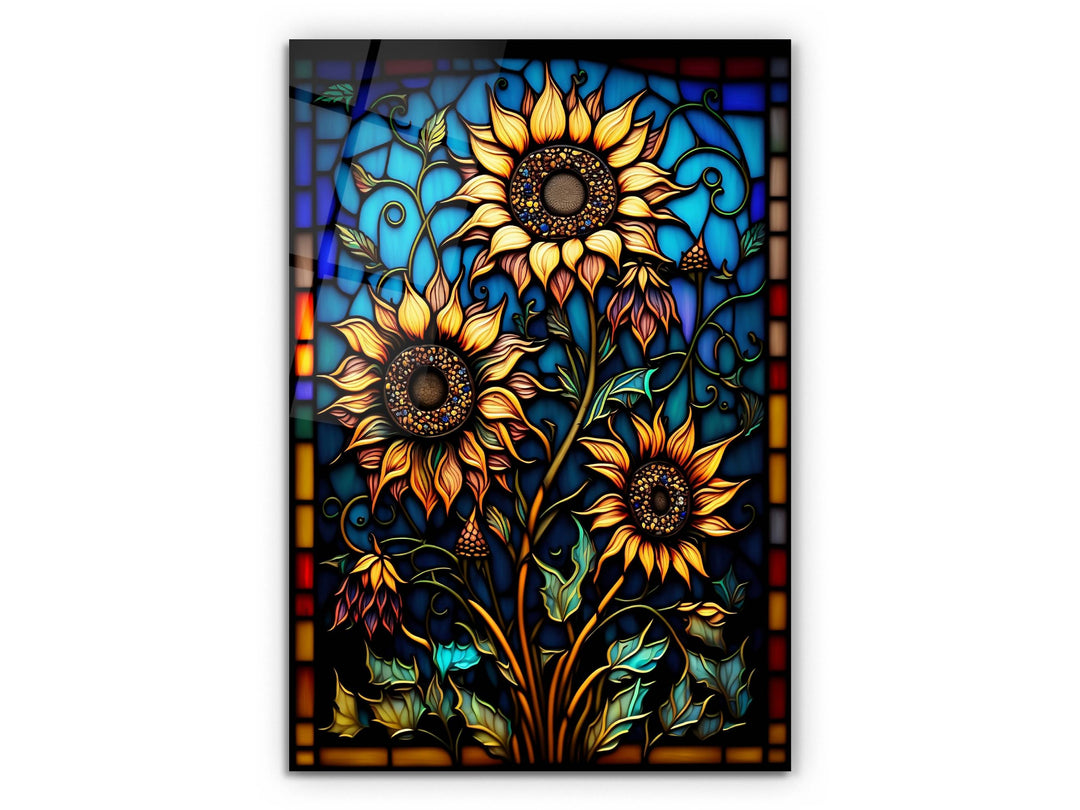 Stained Glass Sunflower Pattern Wall Art Window-Wall Painting Decor