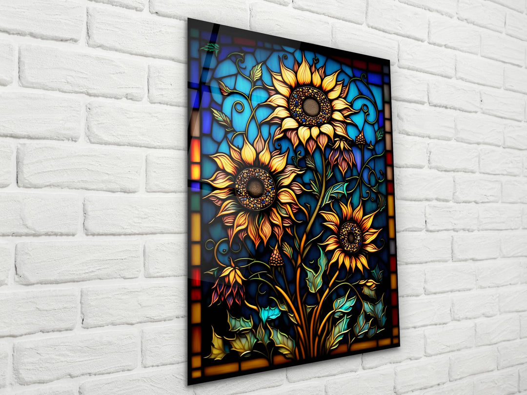 Stained Glass Sunflower Pattern Wall Art Window-Wall Painting Decor