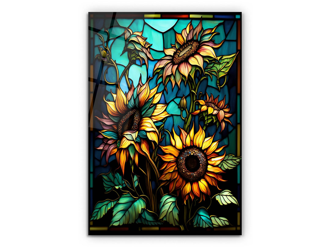 Stained Glass Sunflower Pattern Wall Art Window-Wall Painting Decor