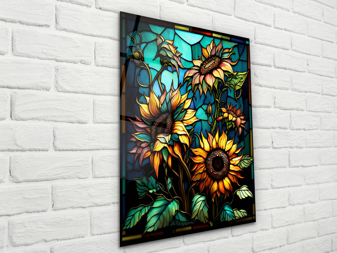 Stained Glass Sunflower Pattern Wall Art Window-Wall Painting Decor