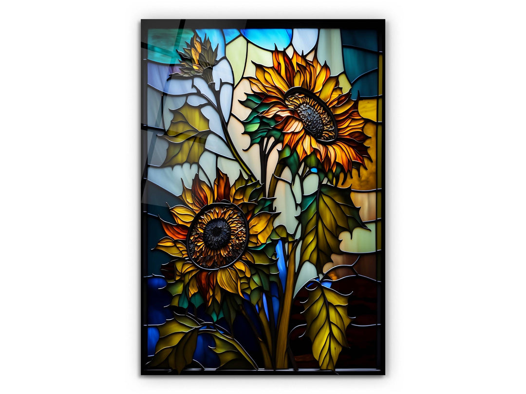 Stained Glass Sunflower Pattern Wall Art Window-Wall Painting Decor