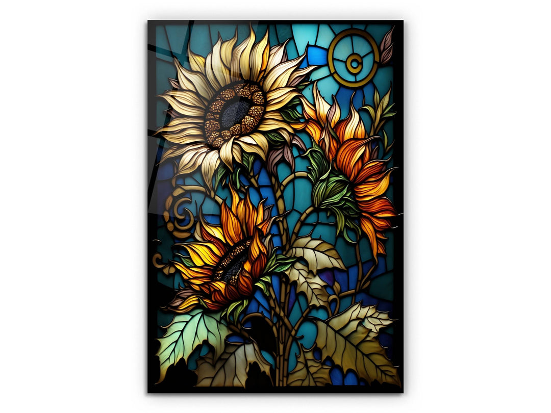 Stained Glass Sunflower Pattern Wall Art Window-Wall Painting Decor