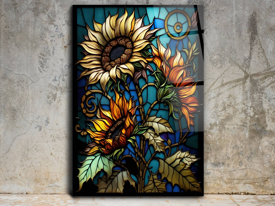 Stained Glass Sunflower Pattern Wall Art Window-Wall Painting Decor