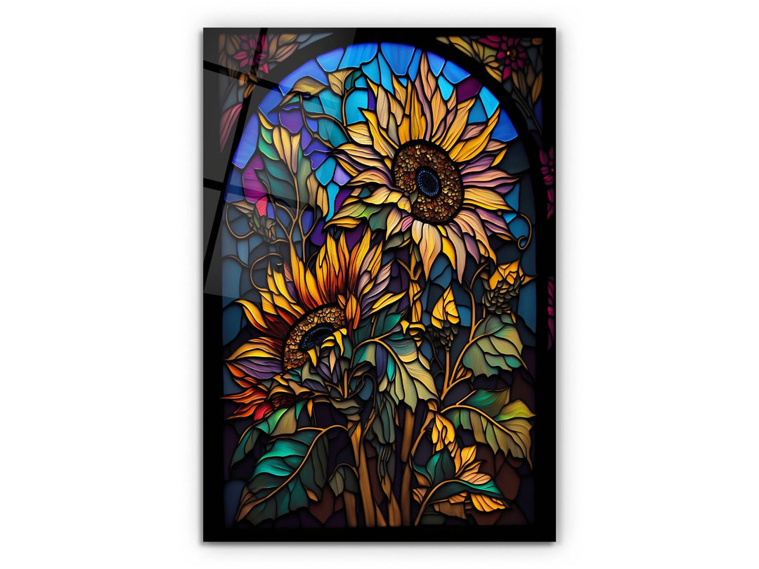 Stained Glass Sunflower Pattern Wall Art Window-Wall Painting Decor