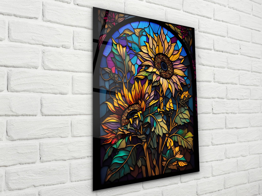 Stained Glass Sunflower Pattern Wall Art Window-Wall Painting Decor