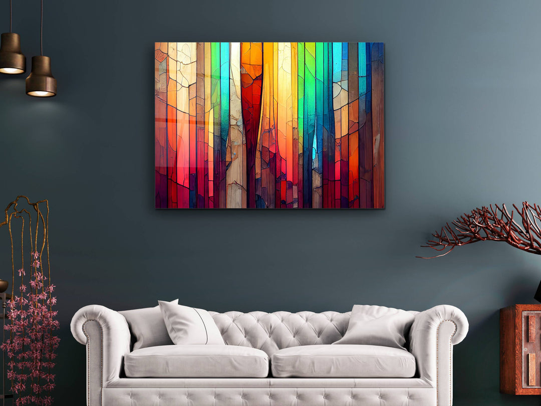 Abstract Glass Printing Wall Art-Home Office Glass Wall Painting Decor