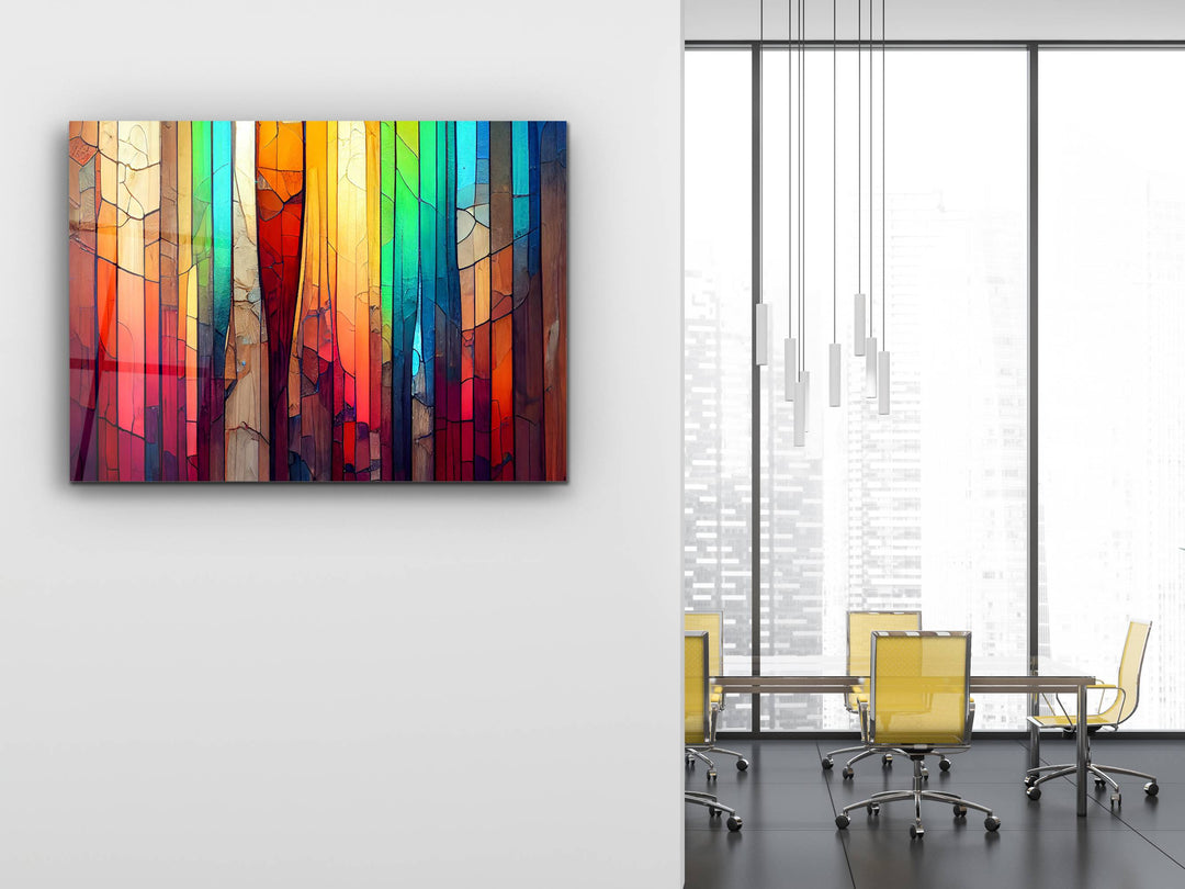 Abstract Glass Printing Wall Art-Home Office Glass Wall Painting Decor