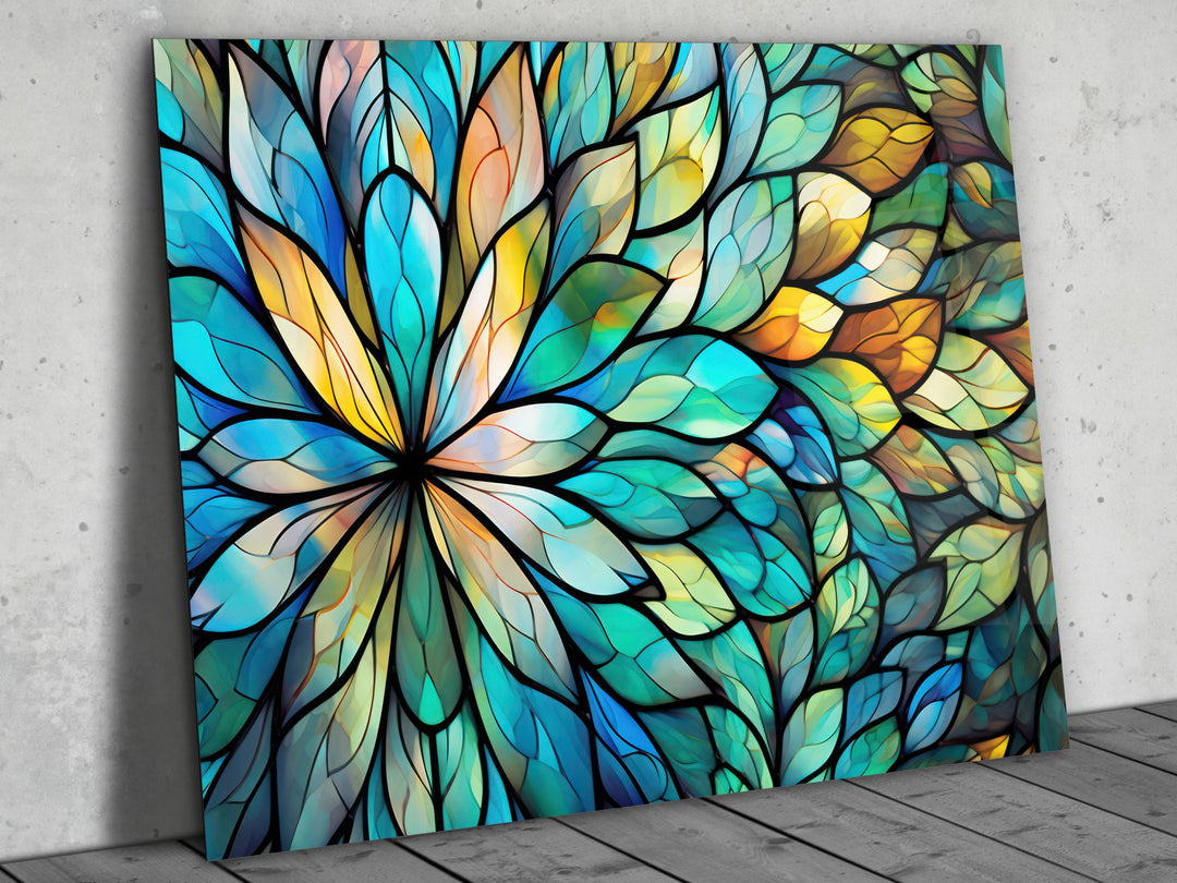 Stained Glass Floral Pattern Wall Art-Home Office Wall Painting Decor