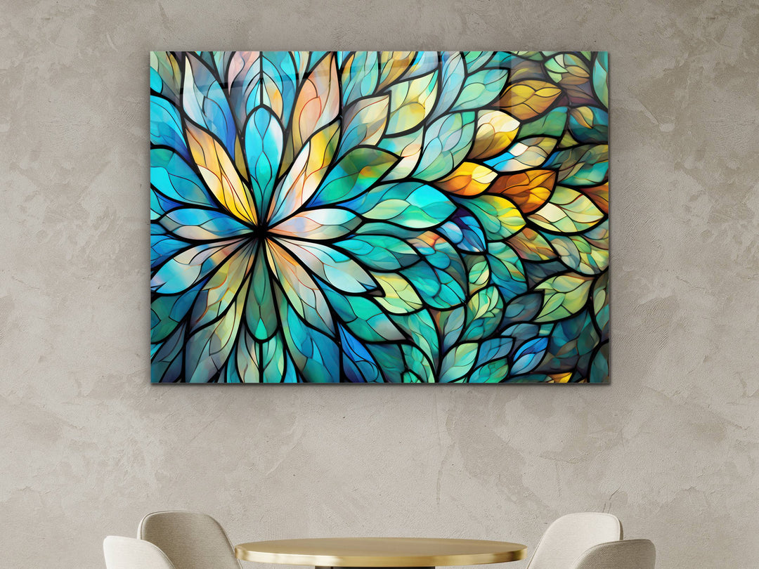 Stained Glass Floral Pattern Wall Art-Home Office Wall Painting Decor