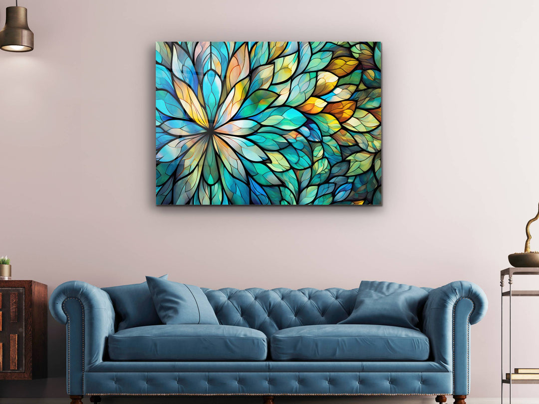 Stained Glass Floral Pattern Wall Art-Home Office Wall Painting Decor