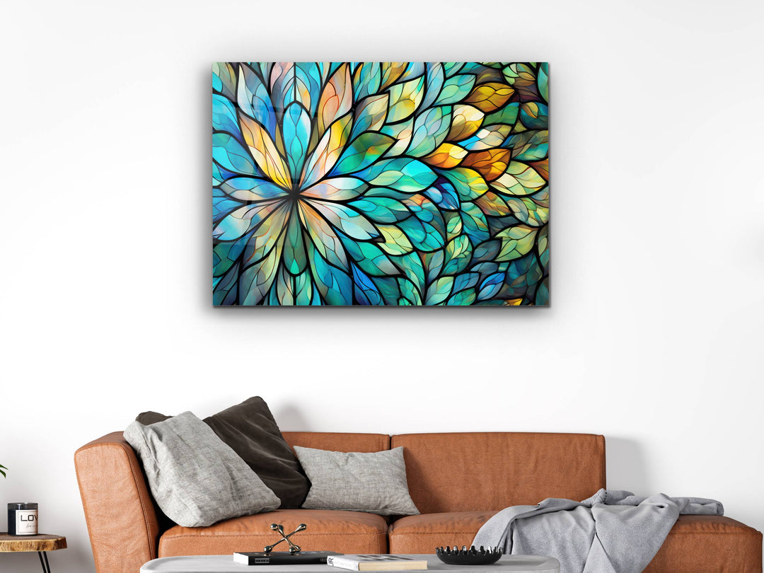 Stained Glass Floral Pattern Wall Art-Home Office Wall Painting Decor