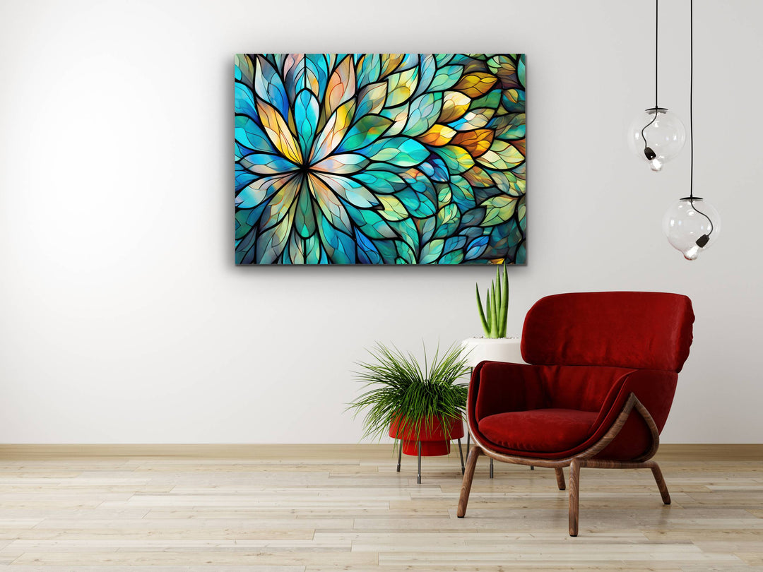 Stained Glass Floral Pattern Wall Art-Home Office Wall Painting Decor