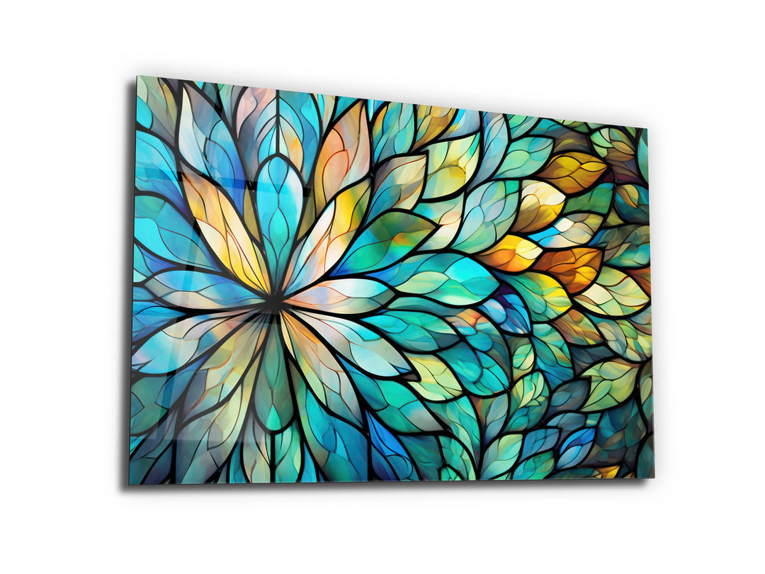 Stained Glass Floral Pattern Wall Art-Home Office Wall Painting Decor