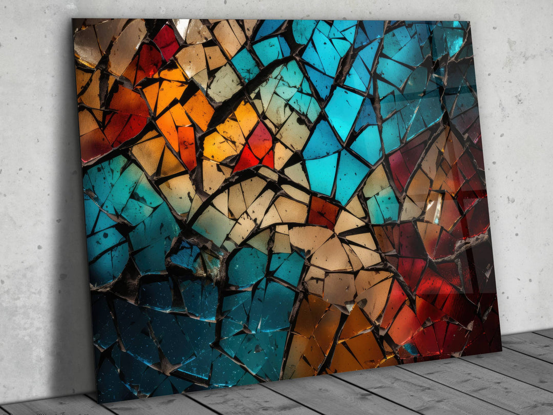 Abstract Colorful Stained Glass Pattern Wall Art-Home Office Wall Painting Decor