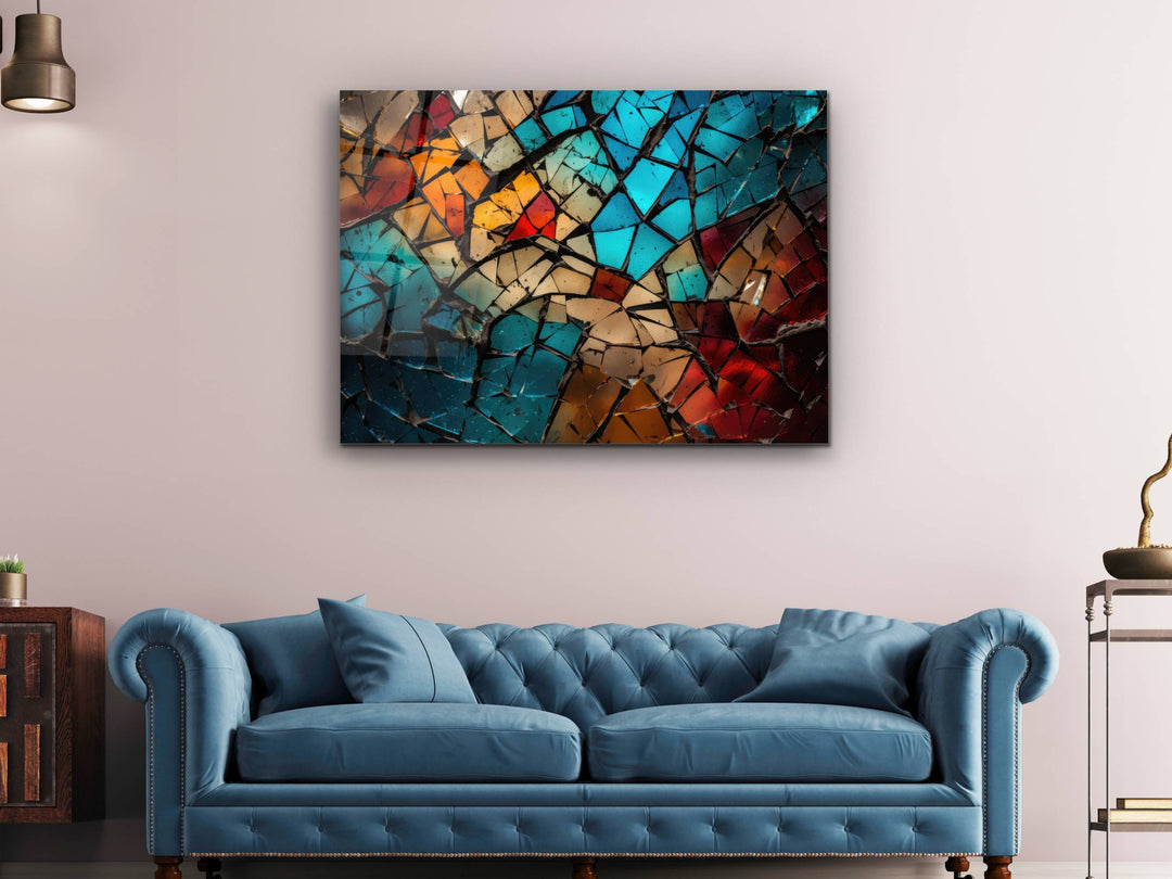 Abstract Colorful Stained Glass Pattern Wall Art-Home Office Wall Painting Decor