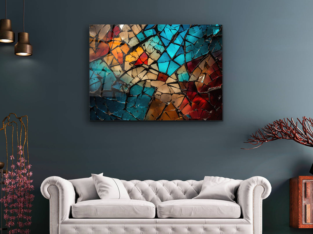 Abstract Colorful Stained Glass Pattern Wall Art-Home Office Wall Painting Decor