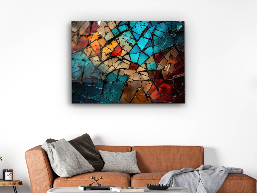 Abstract Colorful Stained Glass Pattern Wall Art-Home Office Wall Painting Decor