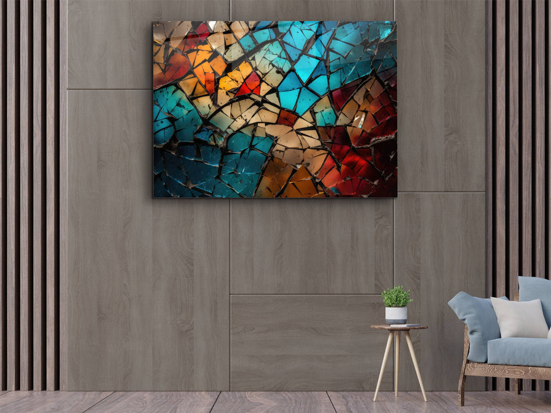 Abstract Colorful Stained Glass Pattern Wall Art-Home Office Wall Painting Decor