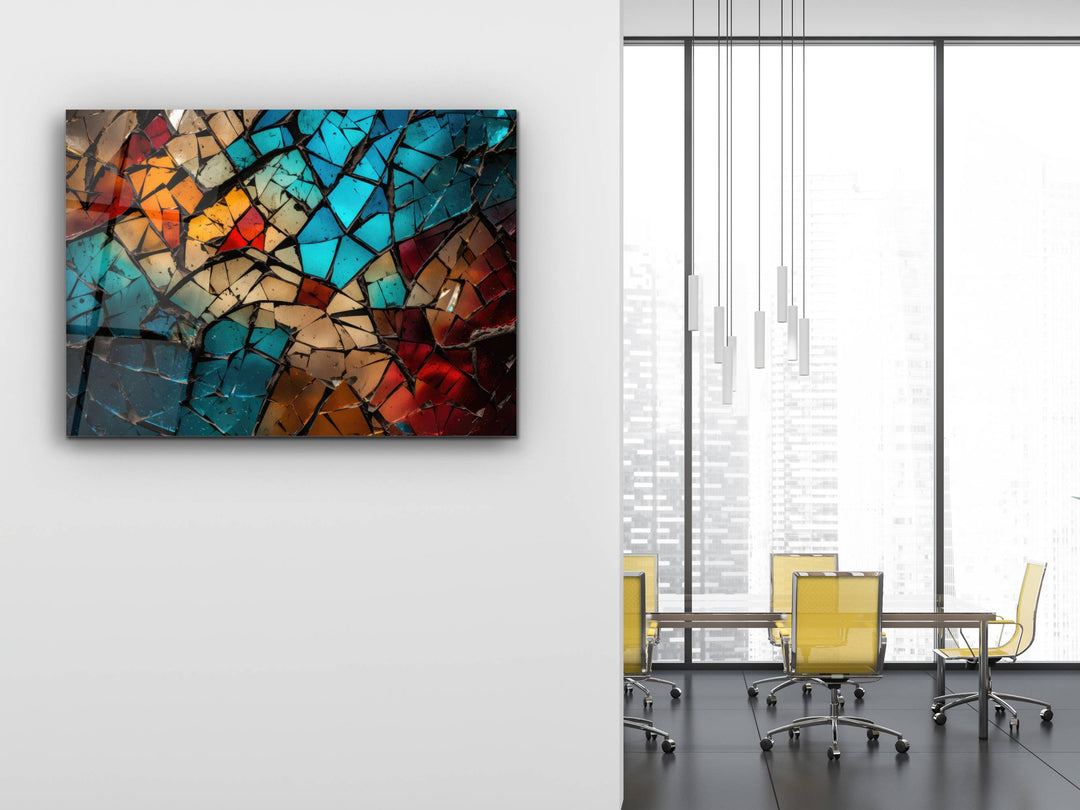 Abstract Colorful Stained Glass Pattern Wall Art-Home Office Wall Painting Decor