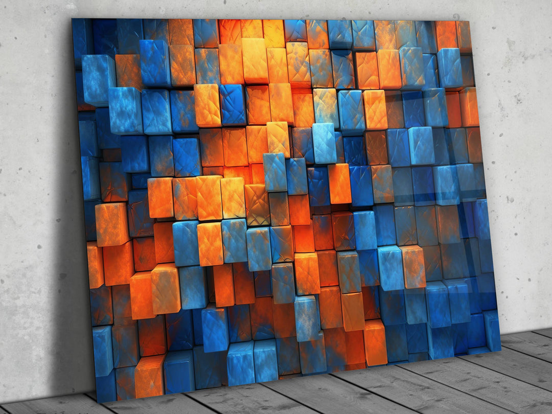 Abstract Colorful Wooden Design Glass Printing Wall Art - Glass Wall Decor