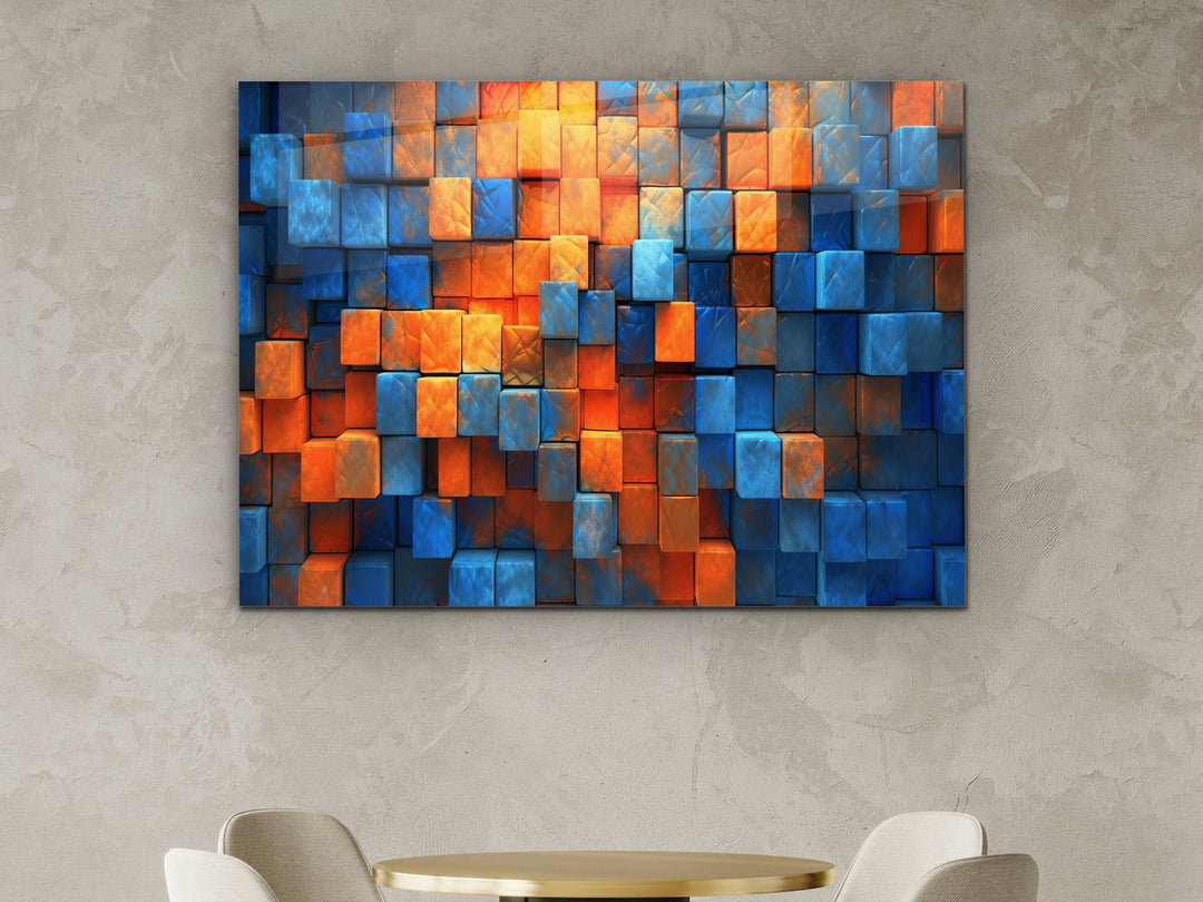 Abstract Colorful Wooden Design Glass Printing Wall Art - Glass Wall Decor