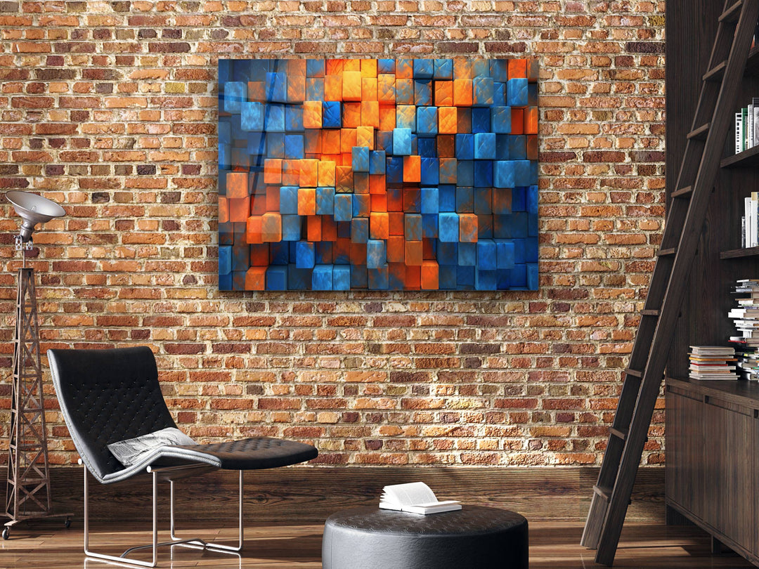 Abstract Colorful Wooden Design Glass Printing Wall Art - Glass Wall Decor