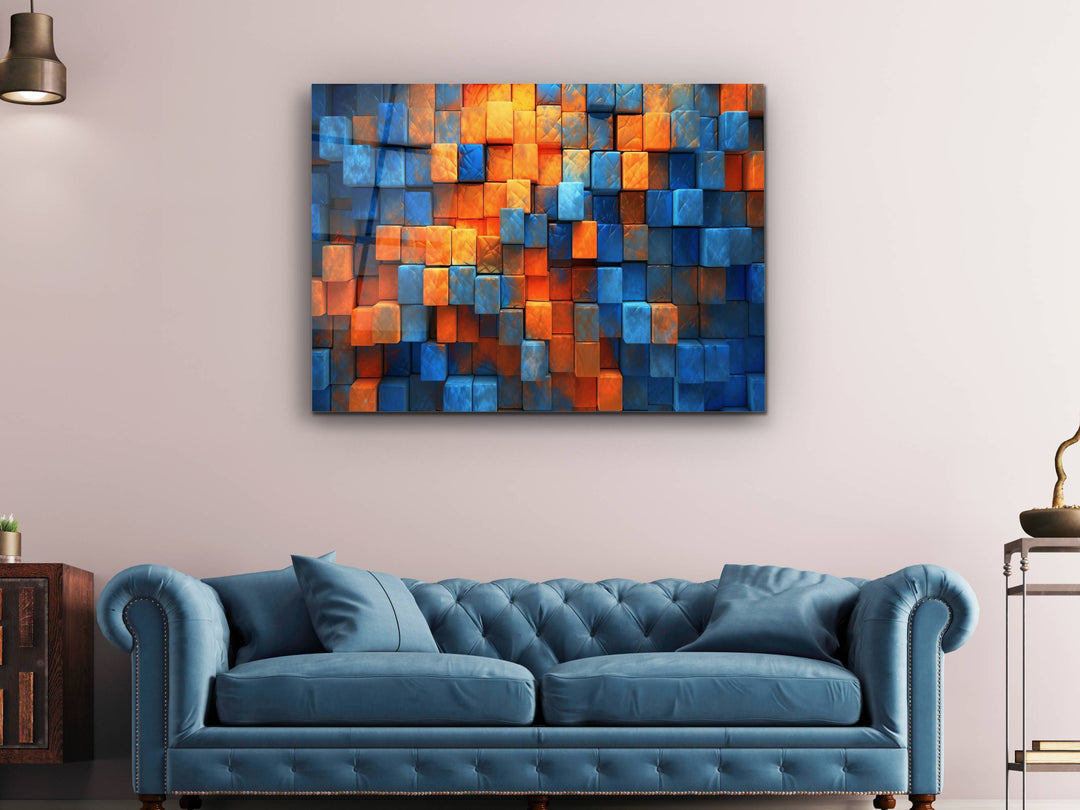 Abstract Colorful Wooden Design Glass Printing Wall Art - Glass Wall Decor