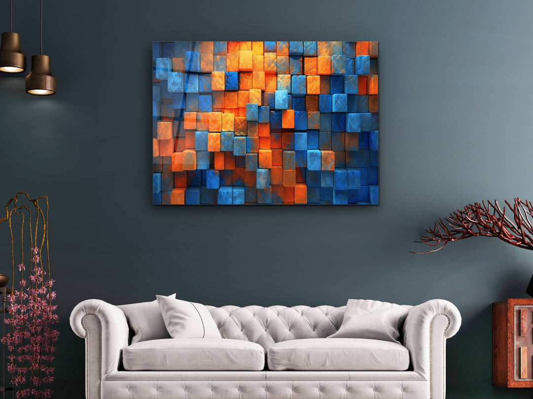 Abstract Colorful Wooden Design Glass Printing Wall Art - Glass Wall Decor