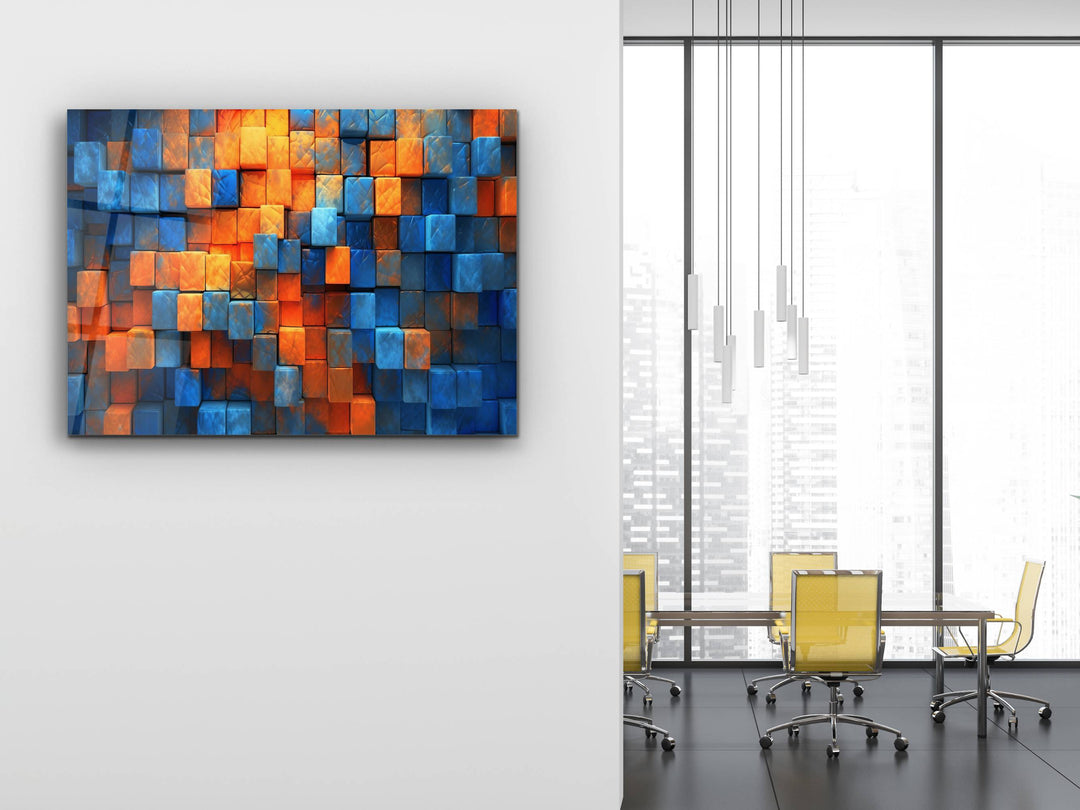 Abstract Colorful Wooden Design Glass Printing Wall Art - Glass Wall Decor