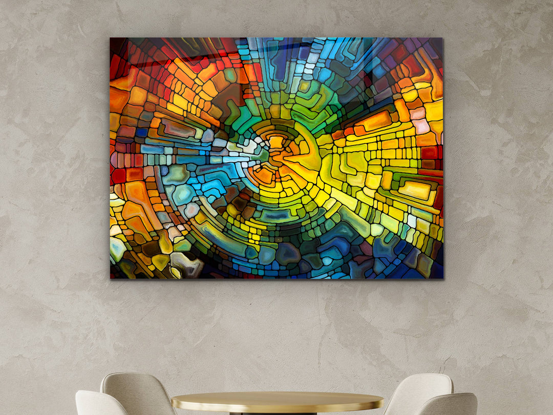 Abstract Stained Glass Pattern Wall Art-Home Office Wall Painting Decor Panel