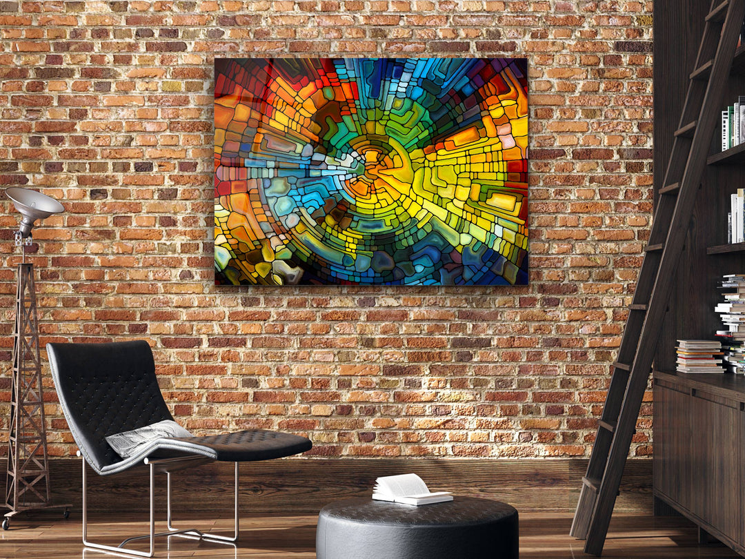 Abstract Stained Glass Pattern Wall Art-Home Office Wall Painting Decor Panel