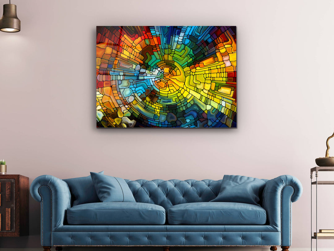 Abstract Stained Glass Pattern Wall Art-Home Office Wall Painting Decor Panel